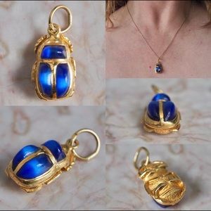 Vintage 18k Gold Star Sapphire Scarab Beetle